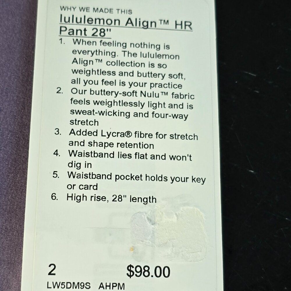 Lululemon Align HR Pant 28"